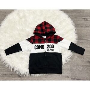 Como Zoo‎ St Paul MN Plaid Color Block Toddler Zipup Hoodie Size 3T